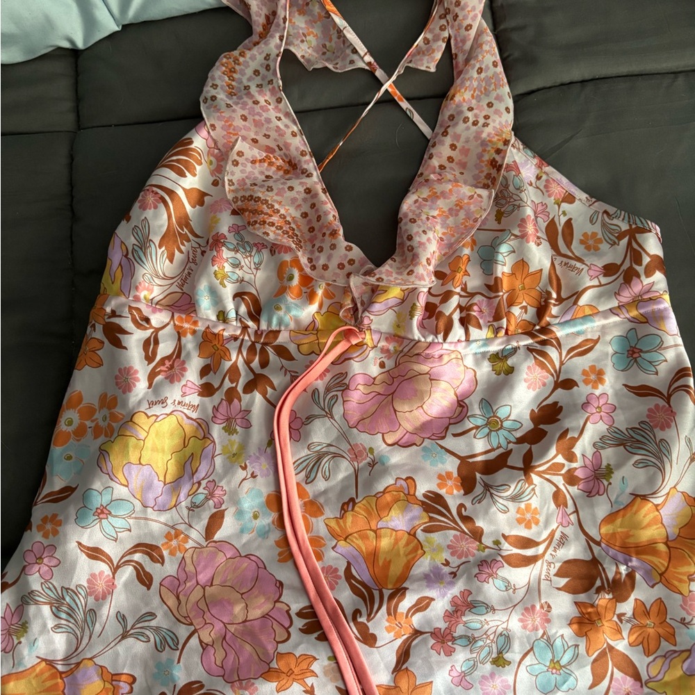 Floral Halter Top with Ruffle Detail